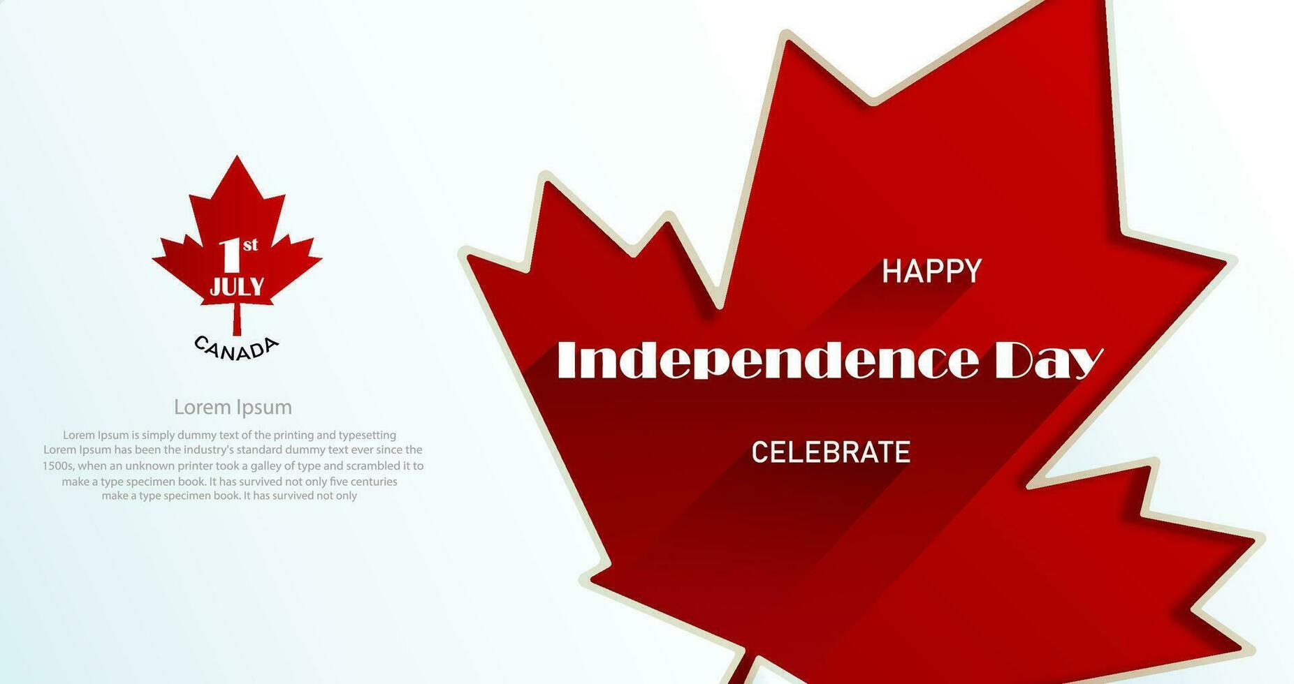gelukkig viering Canada dag met rood esdoorn- blad. vector