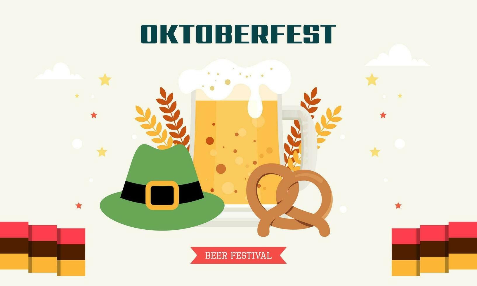 gelukkig oktoberfeest bier festival vlak ontwerp achtergrond vector