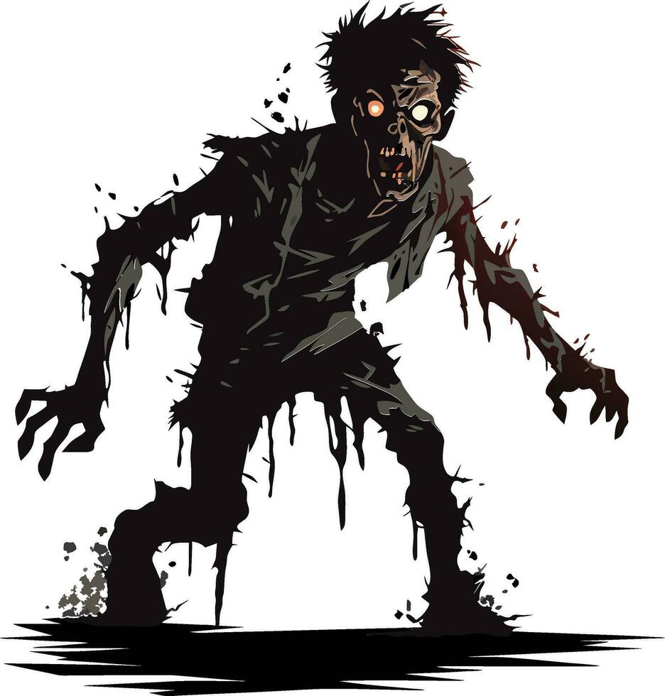 vector zombie wandelen uit van graf. staand zombie en verhogen handen. staand zombie vector illustratie Aan wit achtergrond.