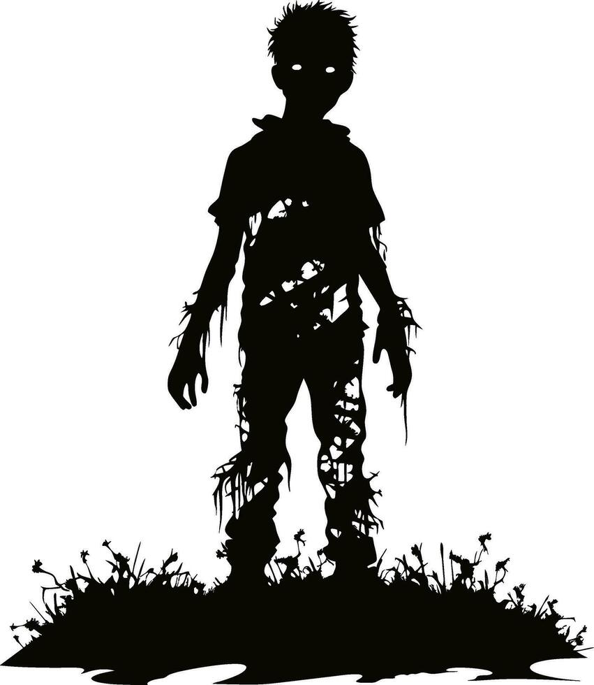 vector zombie wandelen uit van graf. staand zombie en verhogen handen. staand zombie vector illustratie Aan wit achtergrond.