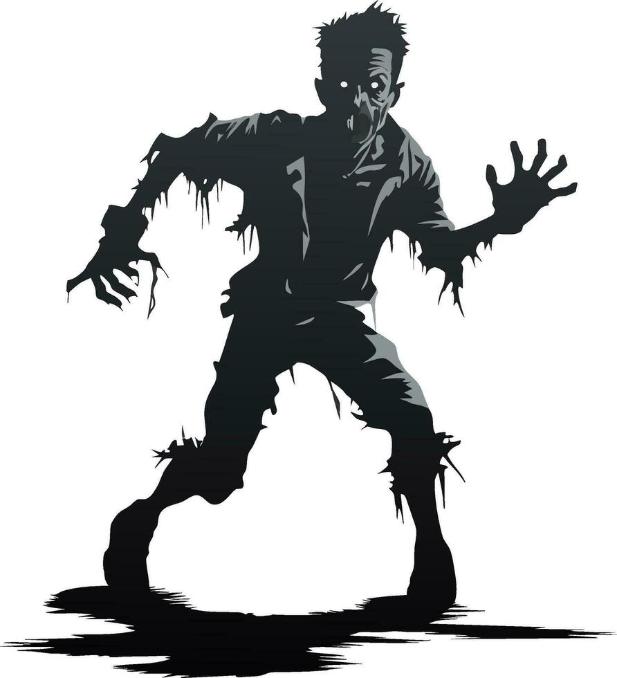vector zombie staan. wandelen zombie. zombie Mens met een stuk van boom vector illustratie wit achtergrond.