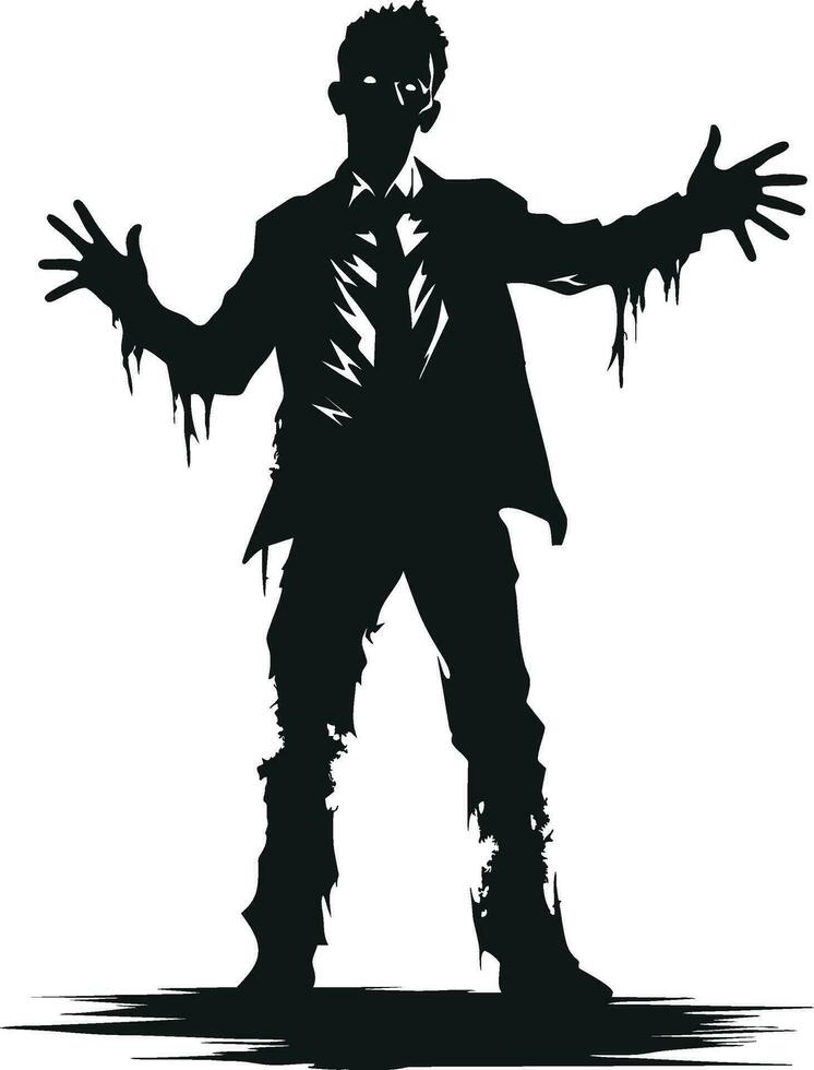 vector zombie wandelen uit van graf. staand zombie en verhogen handen. staand zombie vector illustratie Aan wit achtergrond.