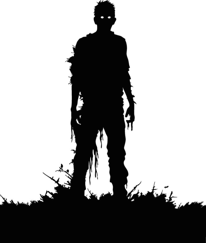 vector zombie wandelen uit van graf. staand zombie en . staand zombie vector illustratie Aan wit achtergrond.
