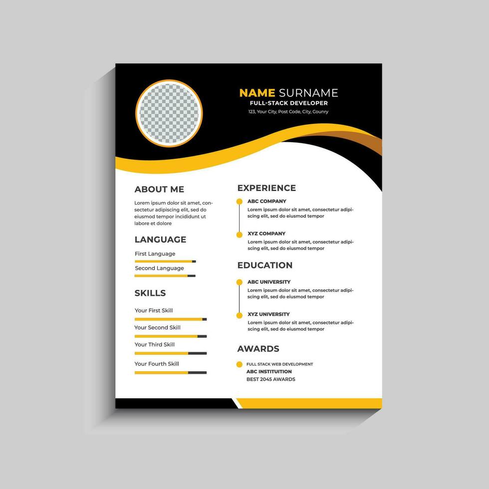 modern schoon hervat CV sjabloon ontwerp vector