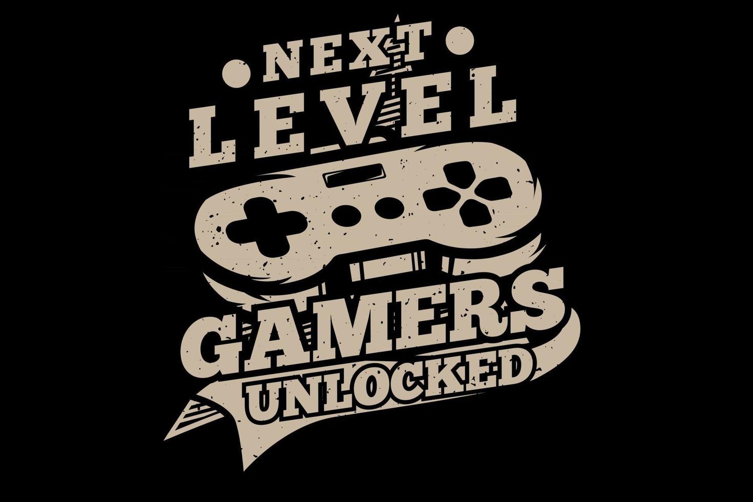 t-shirt gnext level gamers ontgrendeld typografie vintage retro stijl vector