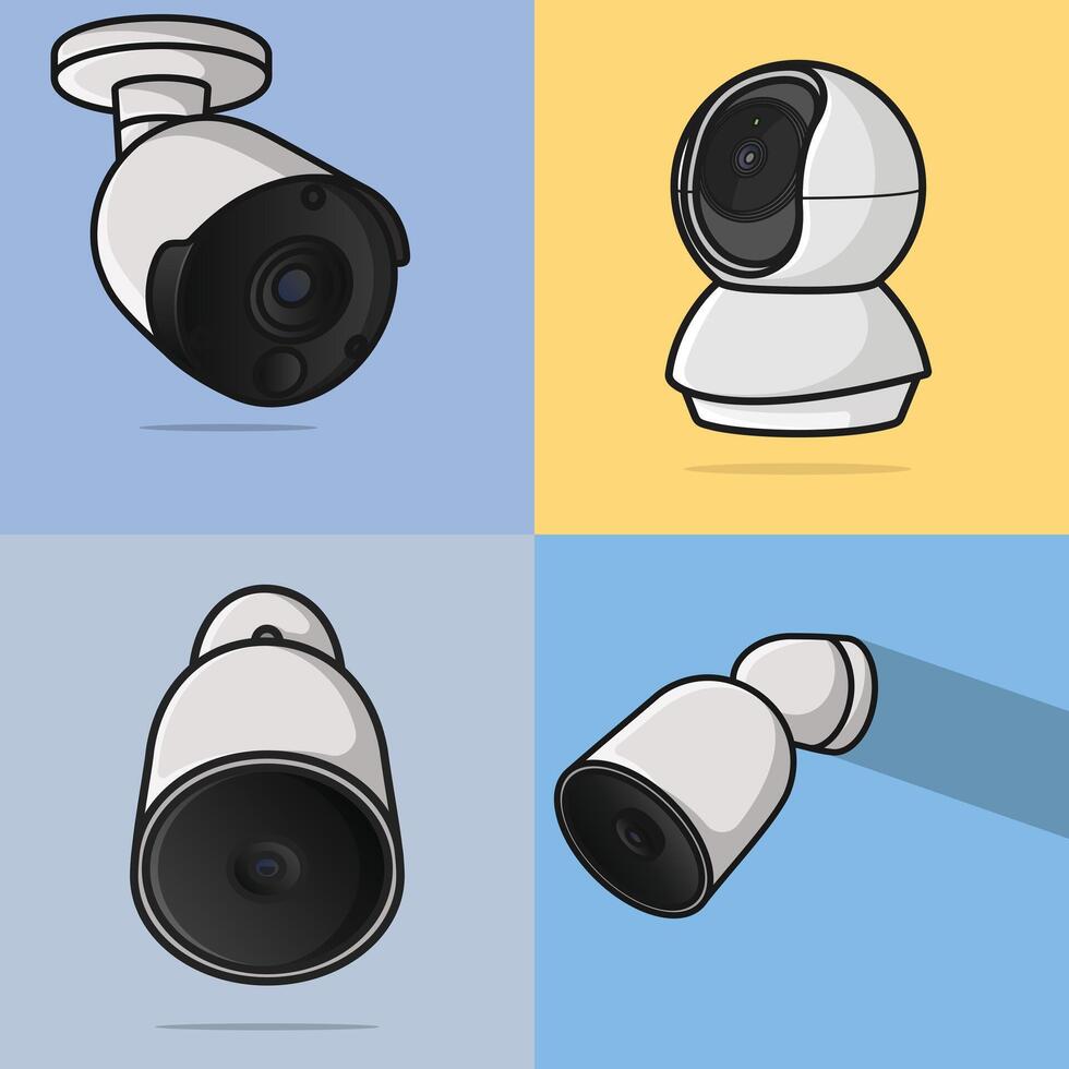 stad camera's toezicht systeem verzameling vector illustratie.