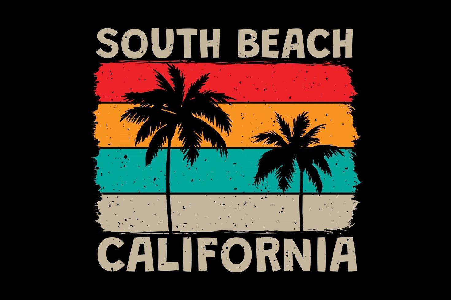 t-shirt south beach californië hemel retro vintage stijl vector