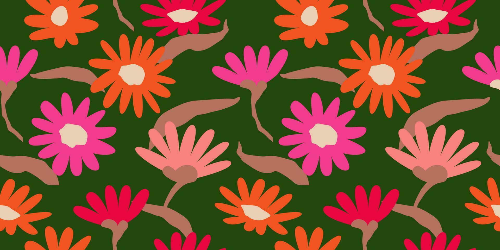 hand- getrokken bloemen, naadloos patronen met bloemen voor kleding stof, textiel, kleding, omhulsel papier, omslag, banier, interieur decor, abstract achtergronden. vector