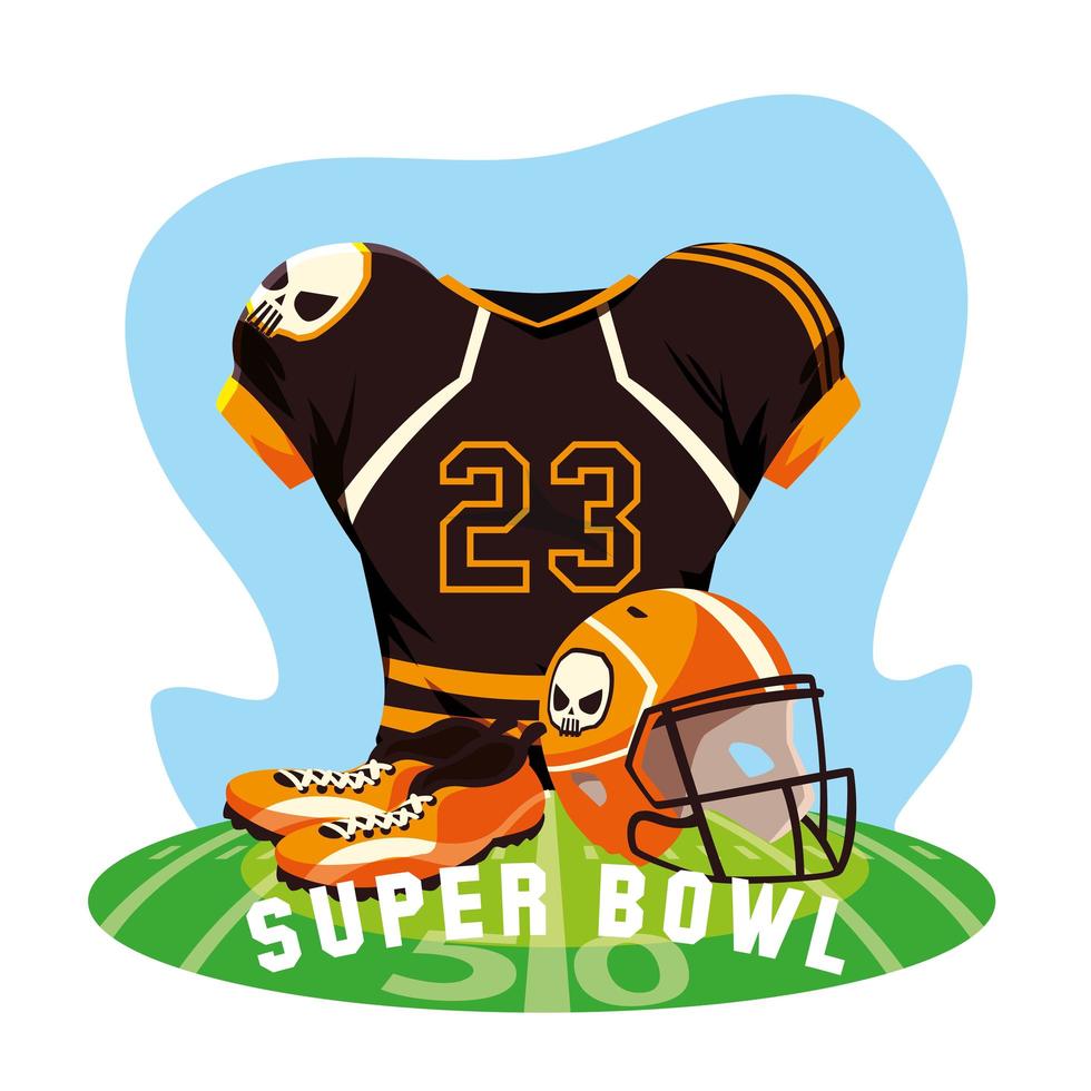 american football speler outfit sportpak, label super bowl vector