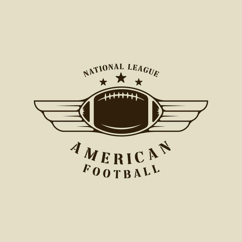 Amerikaans Amerikaans voetbal logo met vleugel wijnoogst vector illustratie sjabloon icoon grafisch ontwerp. sport van bal teken of symbool voor club of liga concept met retro typografie stijl