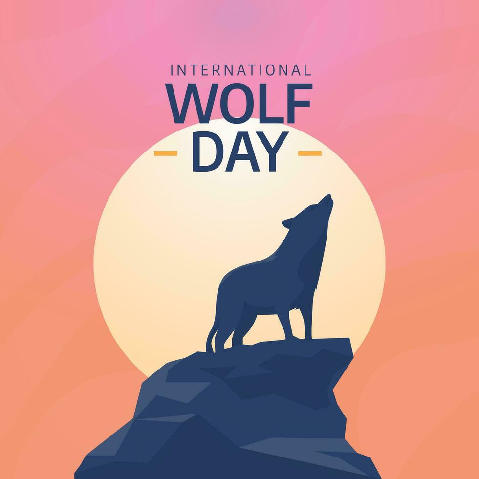 Internationale wolf dag ontwerp sjabloon mooi zo voor groet. wolf ontwerp illustratie. wolf vector. vlak ontwerp. vector