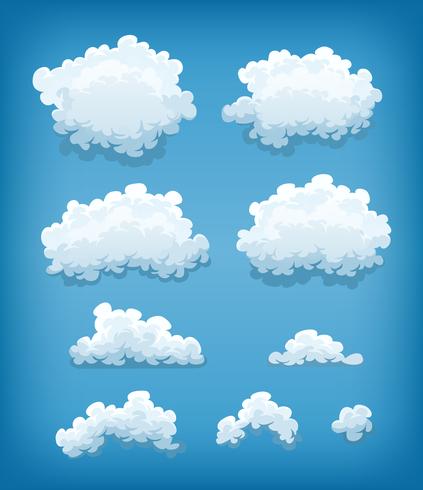 Wolken die op Blauwe Hemelachtergrond worden geplaatst vector