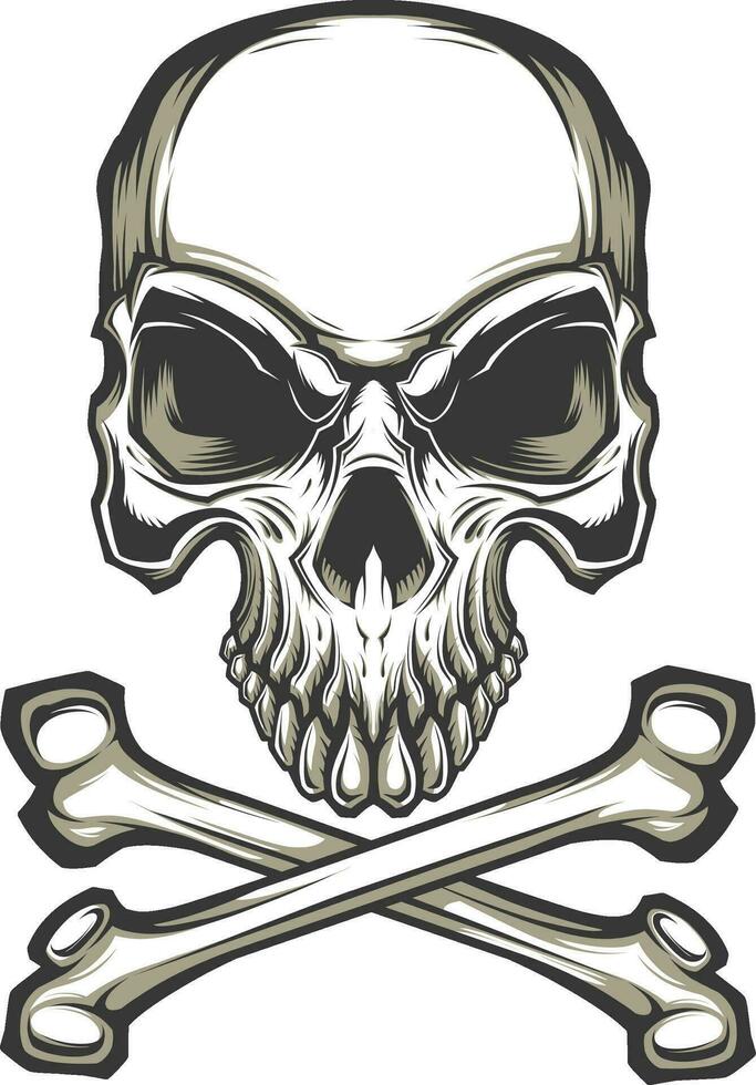 crossbone schedel mascotte logo vector illustratie