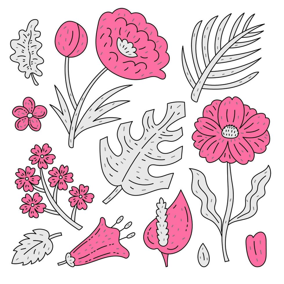 tekening planten verzameling vector