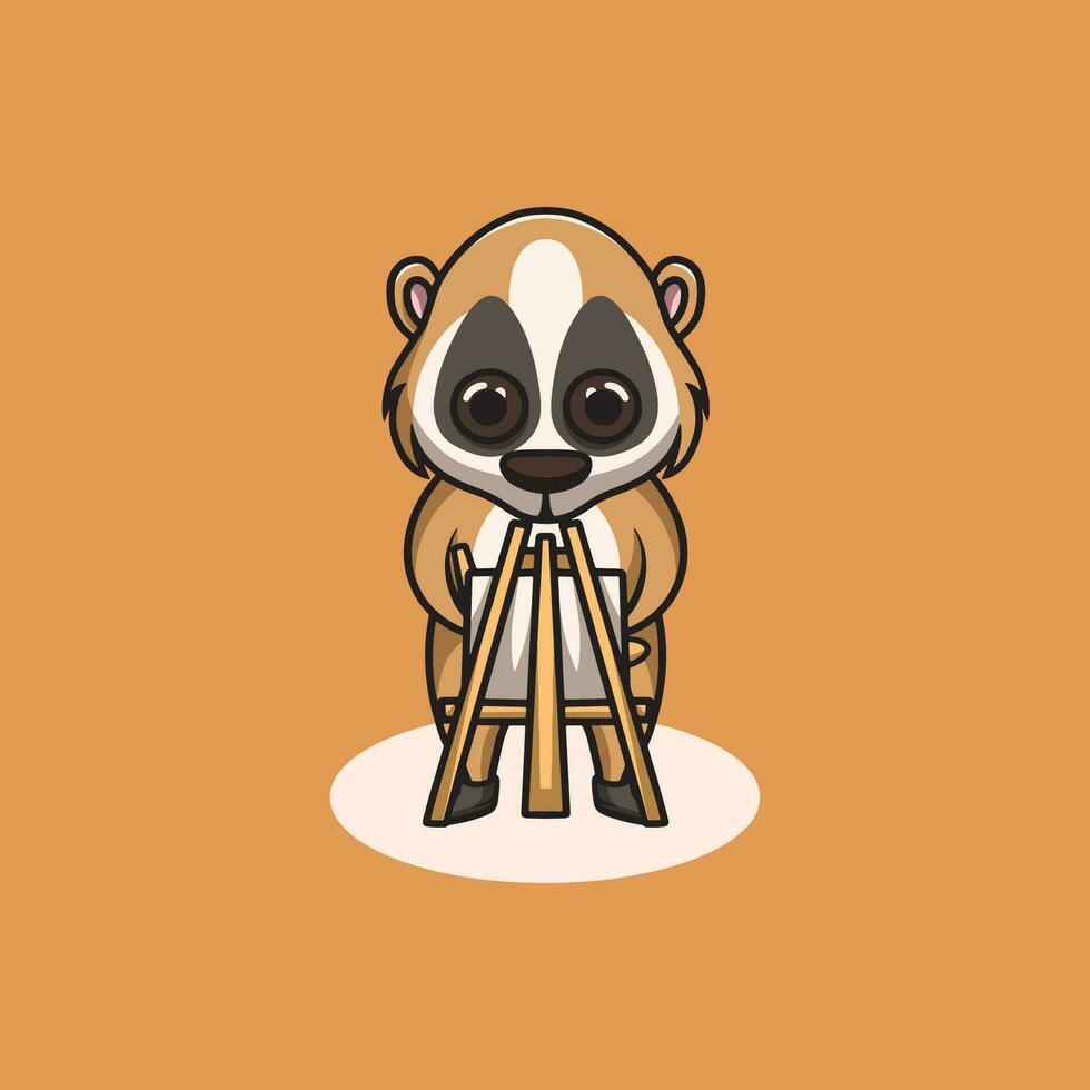 schattig langzaam Loris schilderij tekenfilm illustratie vector