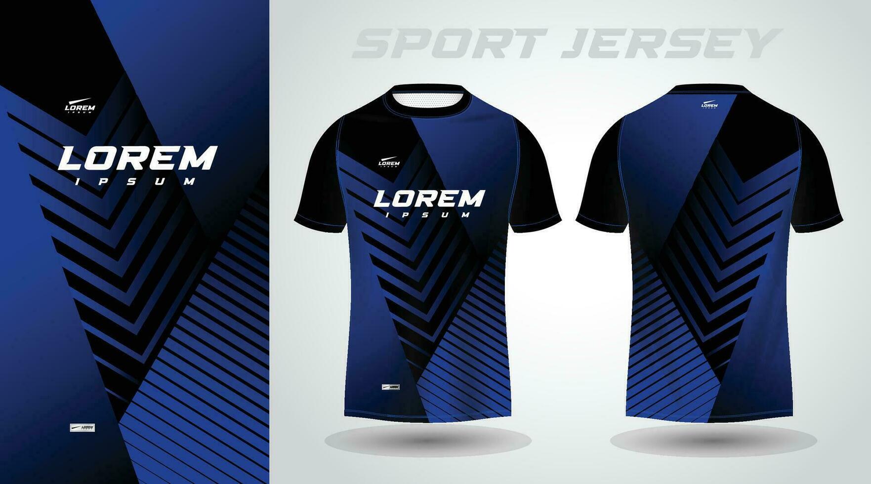 zwart blauw t-shirt sport jersey ontwerp vector