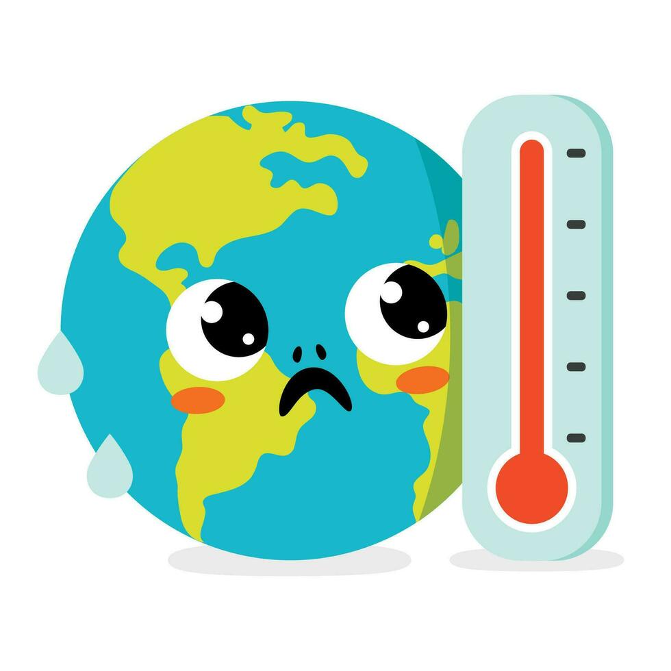 illustratie van aarde en thermometer vector