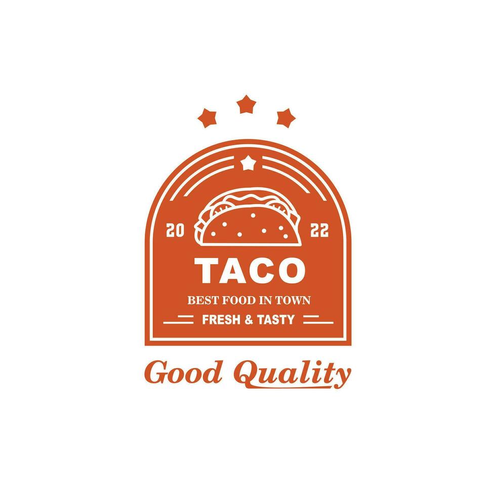 wijnoogst logo hipster taco voor voedsel en cafe icoon sjabloon vector