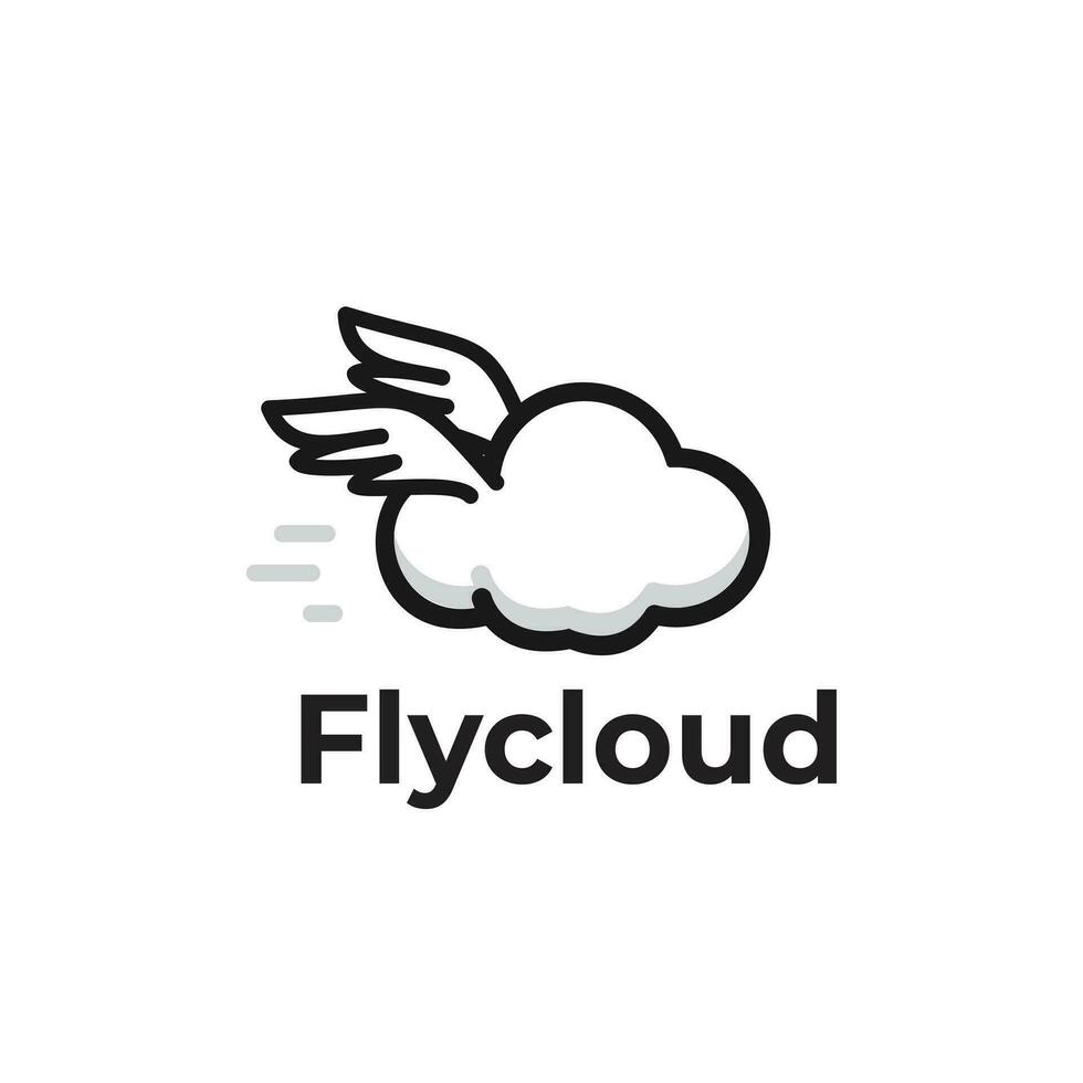lucht illustratie, wolk vector logo met Vleugels in beweging snel