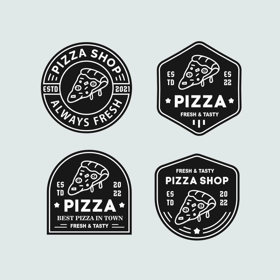 wijnoogst logo vector minimalis pizza voor voedsel en cafe