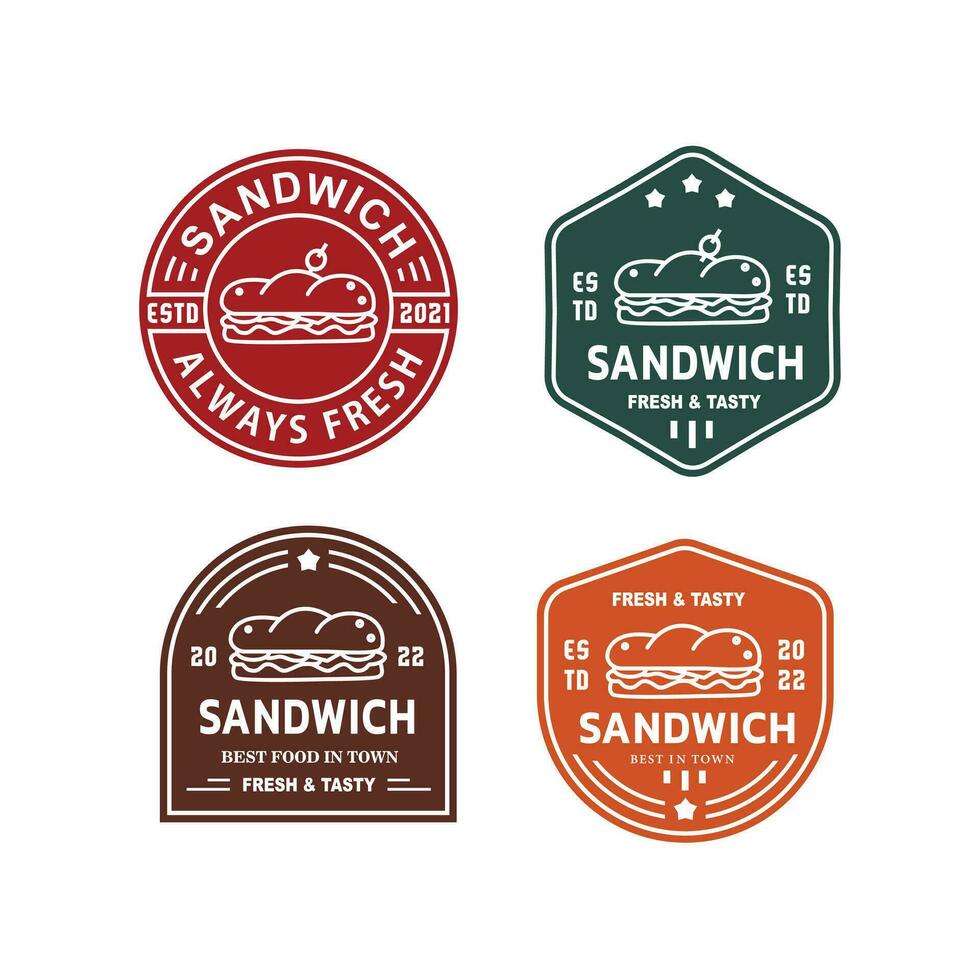 wijnoogst logo vector hipster belegd broodje kebab voor voedsel en cafe