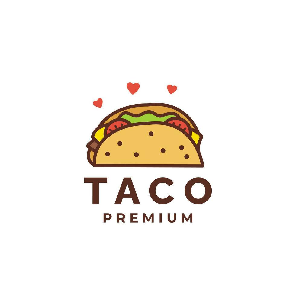 schattig taco logo mascotte vector icoon illustratie. voedsel tekenfilm vlak stijl geschikt voor restaurant