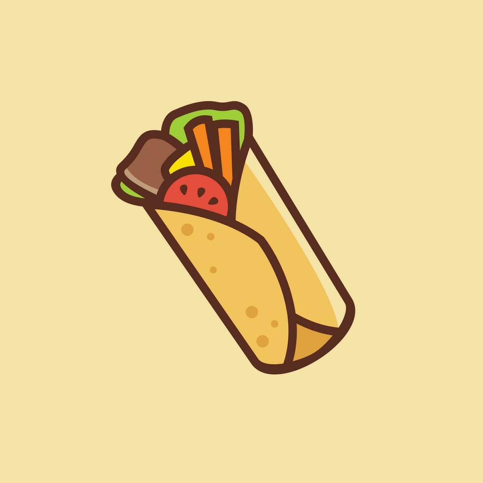 schattig kebab logo mascotte vector icoon illustratie. voedsel tekenfilm vlak stijl geschikt voor restaurant en cafe