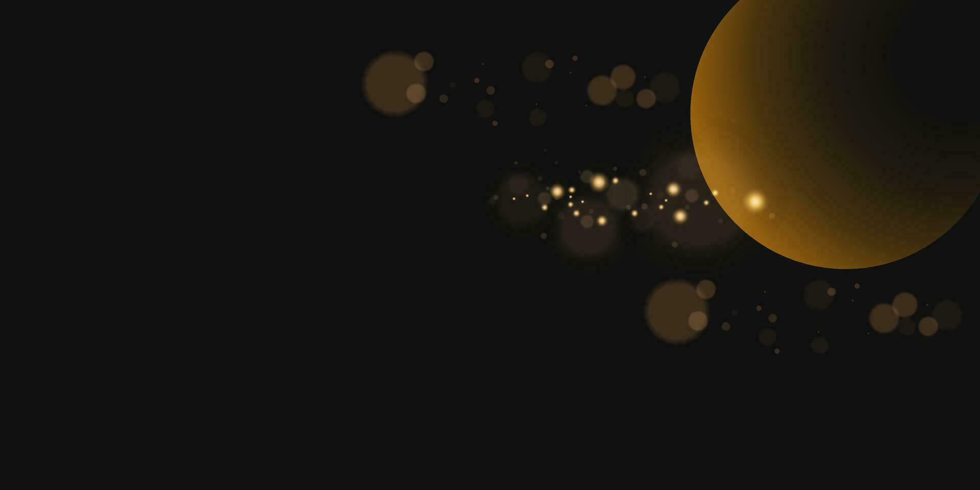 abstract goud maan bokeh in donker nacht met zwart achtergrond vector
