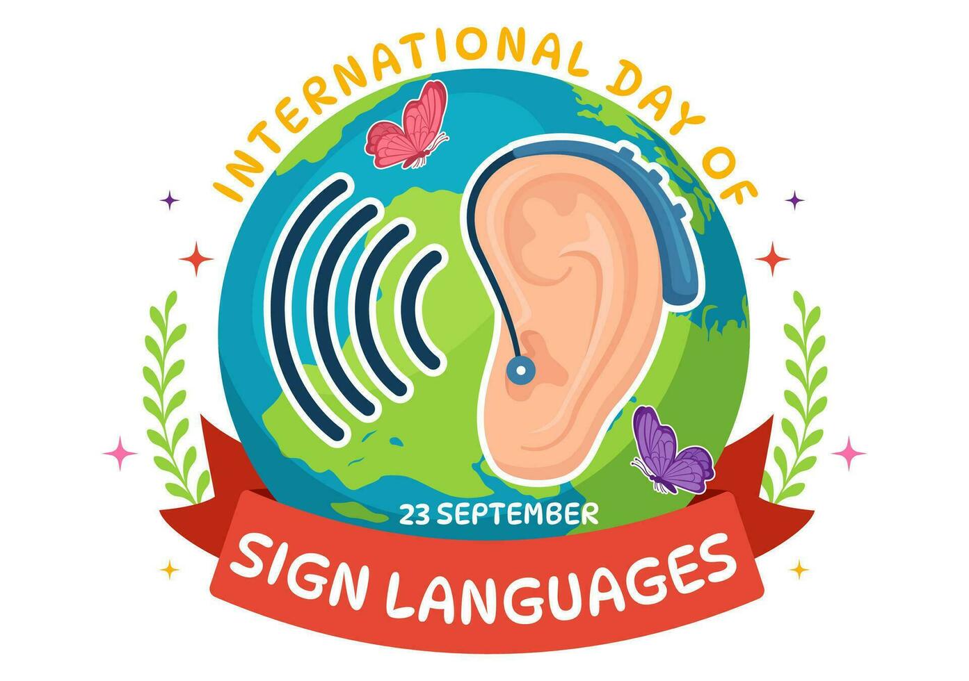 Internationale dag van teken talen vector illustratie met mensen tonen hand- gebaren en horen onbekwaamheid in vlak tekenfilm hand- getrokken Sjablonen