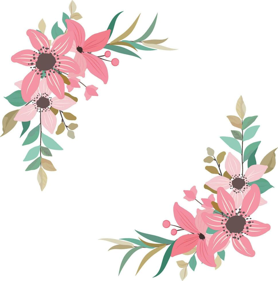 krans met wild roze bloemen vector