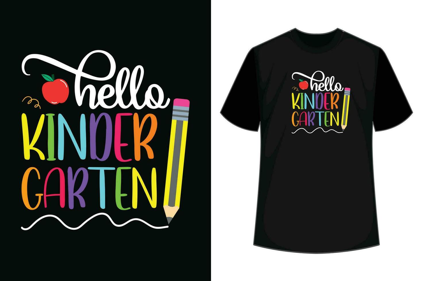 kinderen Hallo kleuterschool 1e dag van kleuterschool potlood t-shirt vector