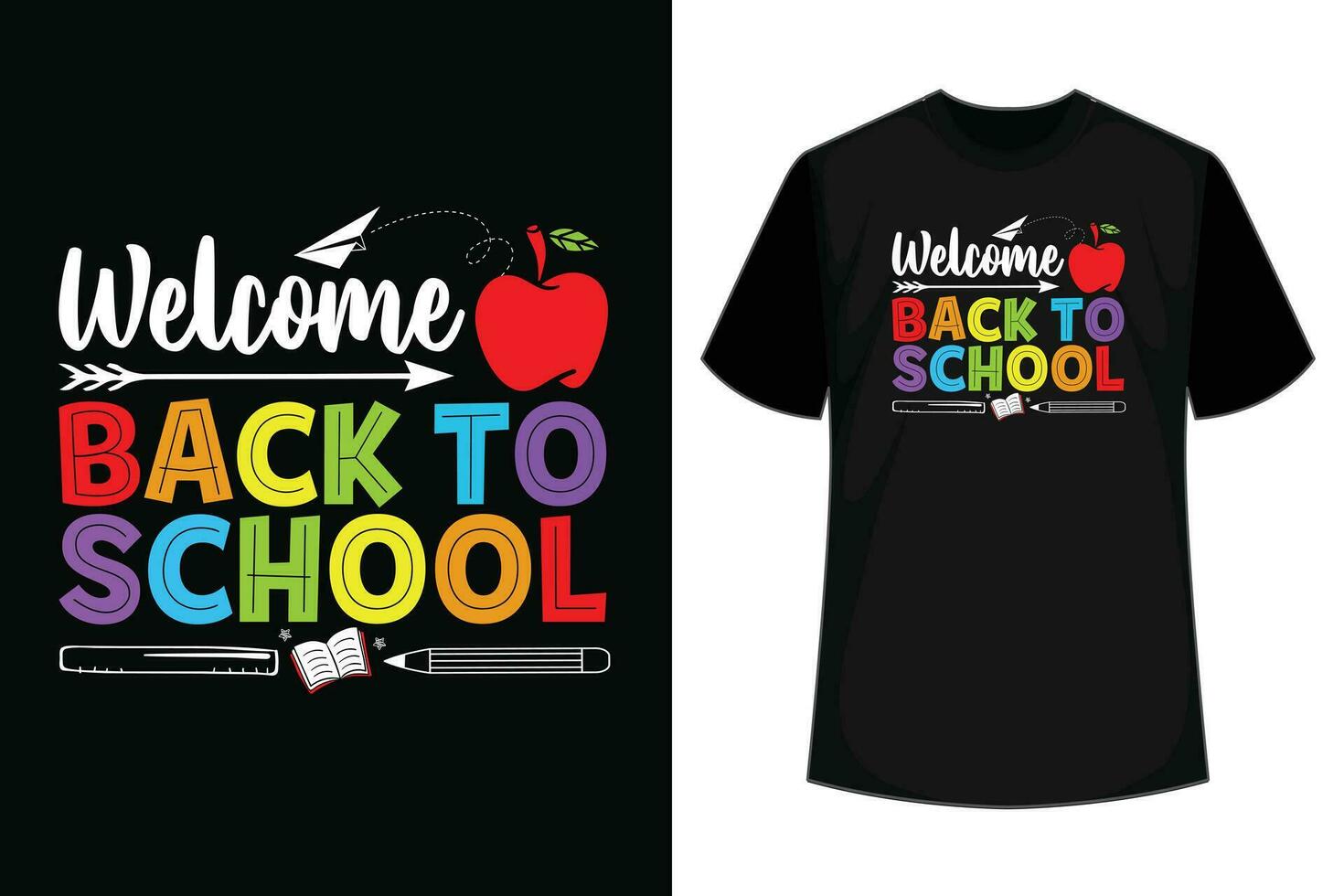 Welkom terug naar school- eerste dag van school- leraren cadeaus t-shirt vector