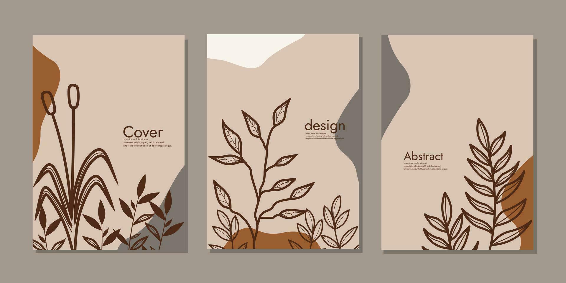 reeks van notitieboekje Hoes hand- getrokken bloemen ontwerpen. abstract retro botanisch achtergrond. grootte a4 voor boeken, dagboek, notitieboekjes, planners, brochures, catalogi sjabloon. vector illustraties.