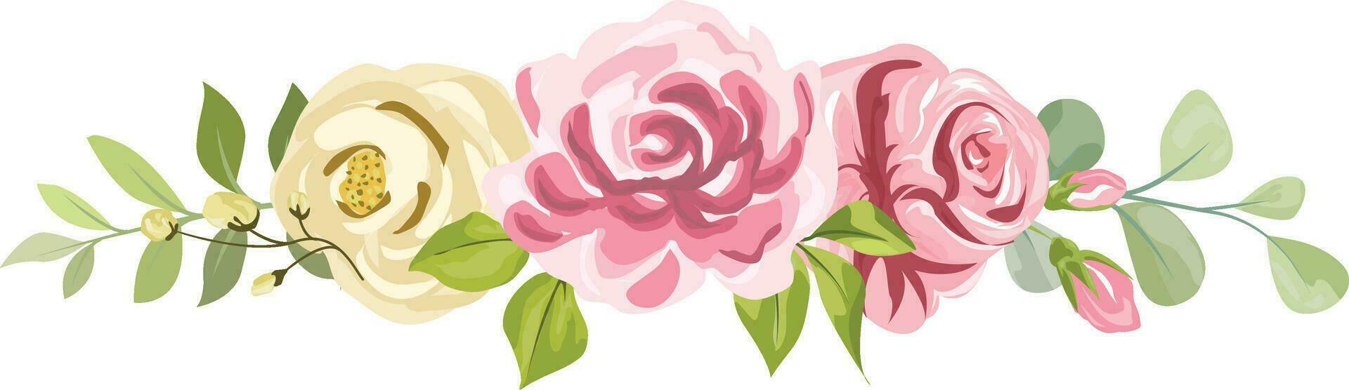 bloem boeket met mooi rozen en bladeren vector