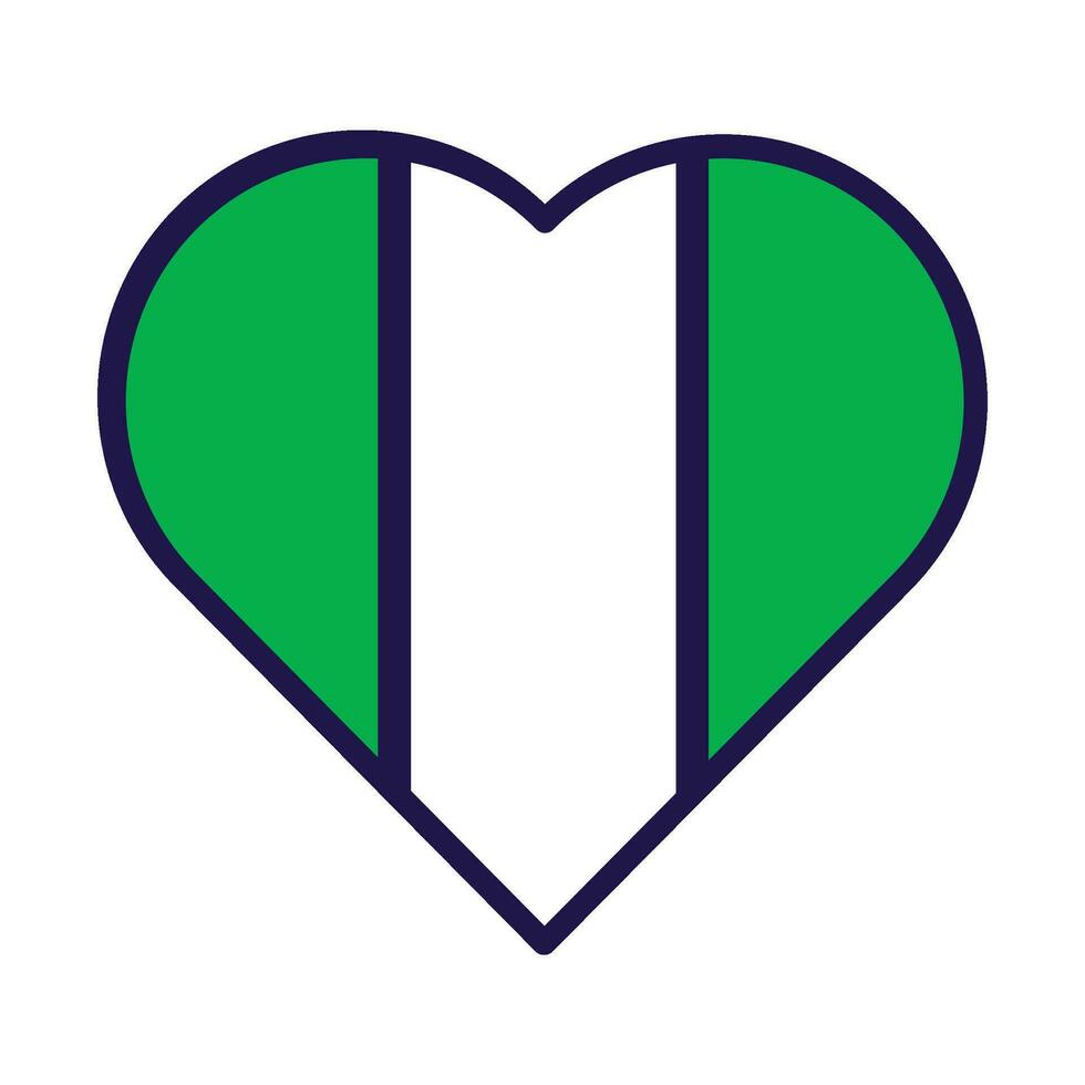 Nigeria vlag feestelijk patriot hart schets icoon vector