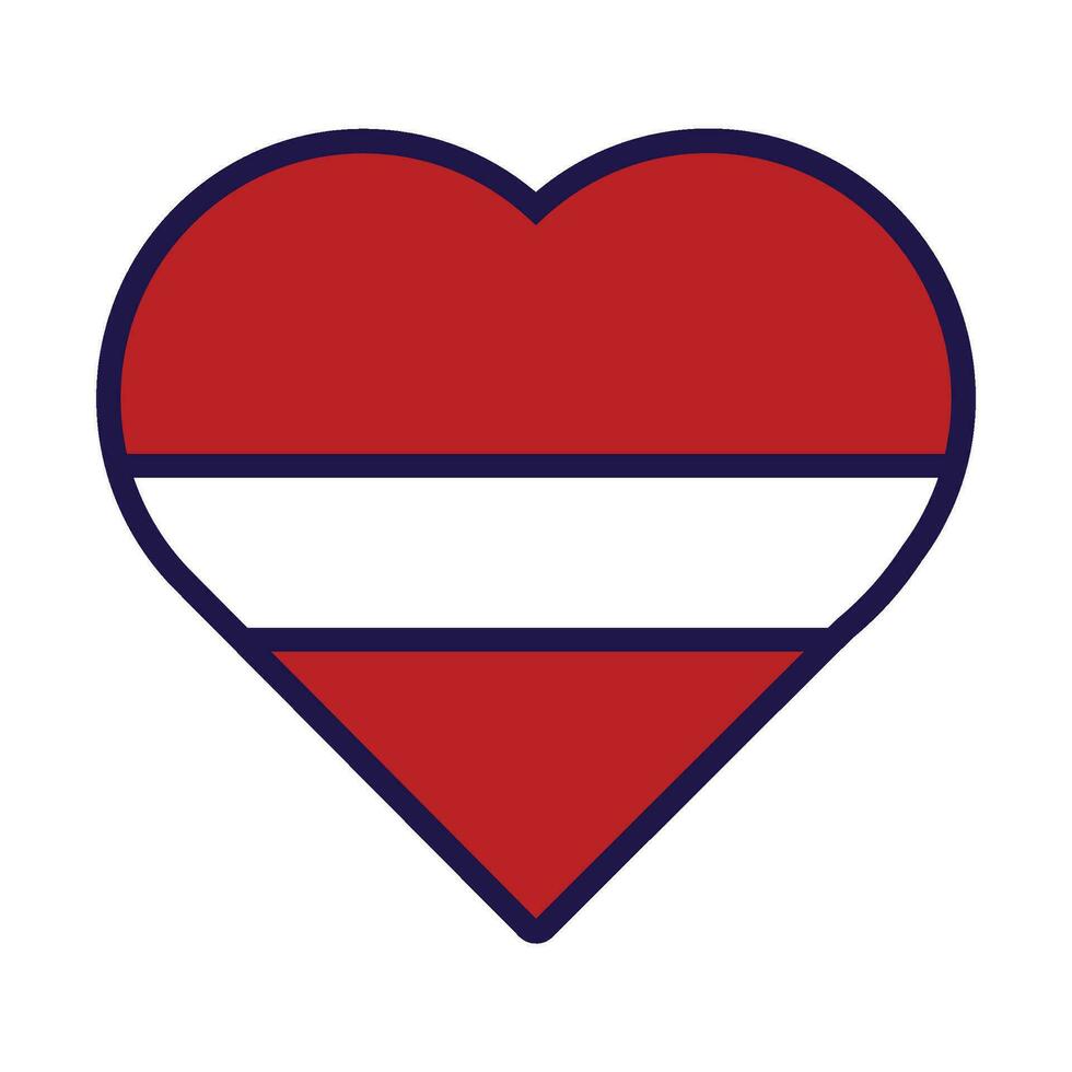 Letland vlag feestelijk patriot hart schets icoon vector