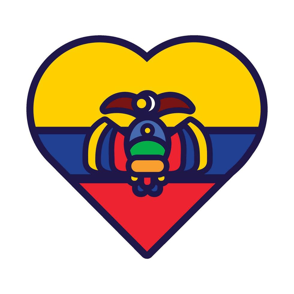 Ecuador vlag feestelijk patriot hart schets icoon vector