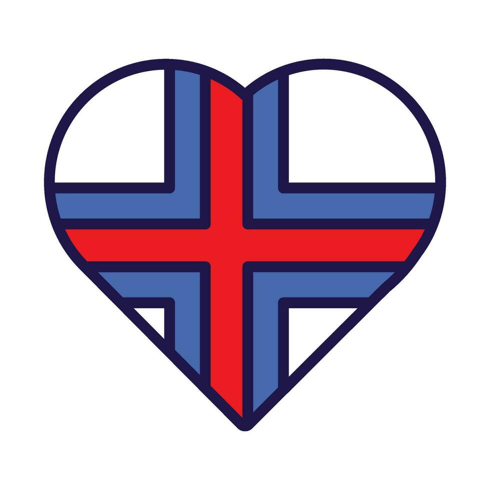 Faeröer eilanden vlag feestelijk hart schets icoon vector