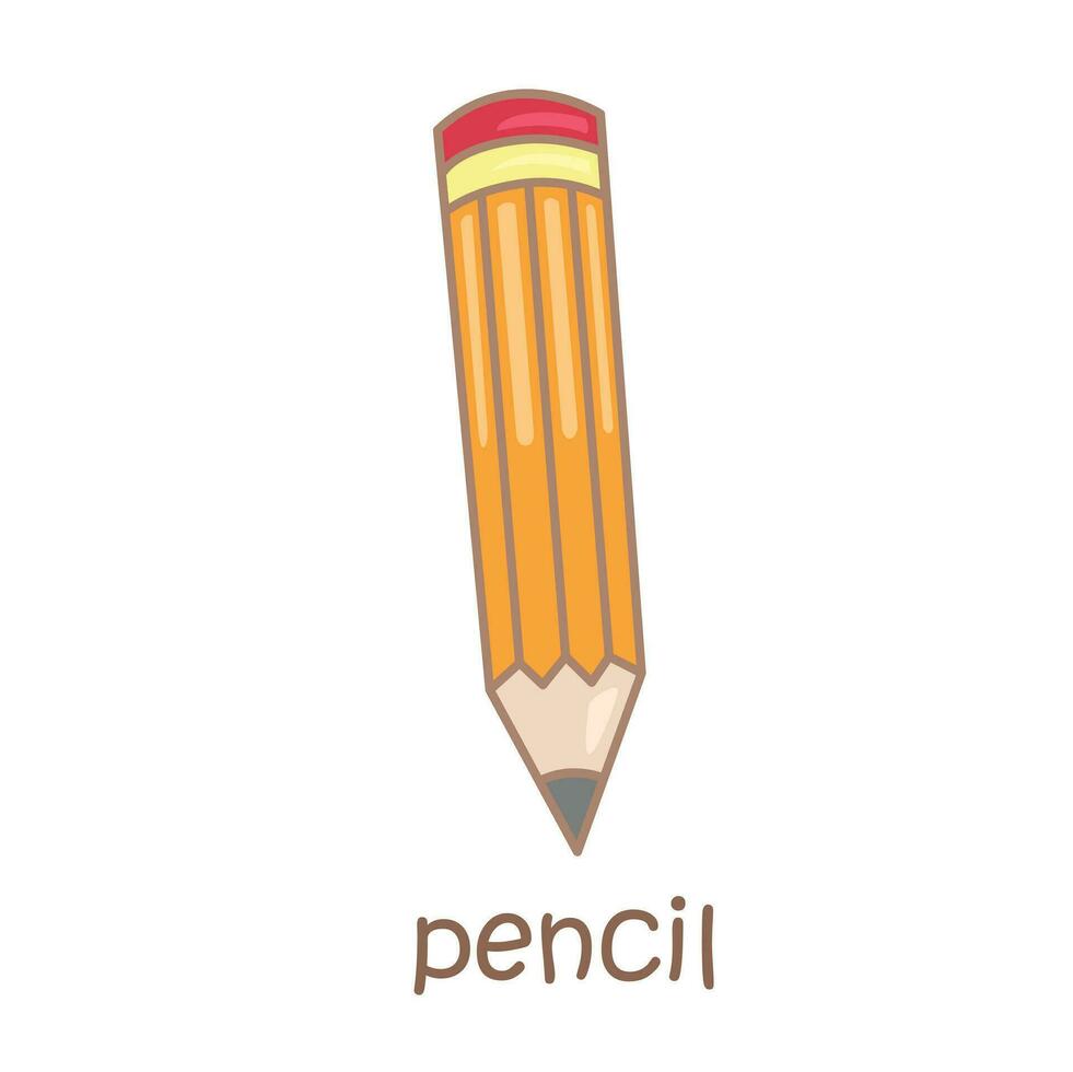alfabet p voor potlood woordenschat school- les tekenfilm illustratie vector clip art sticker