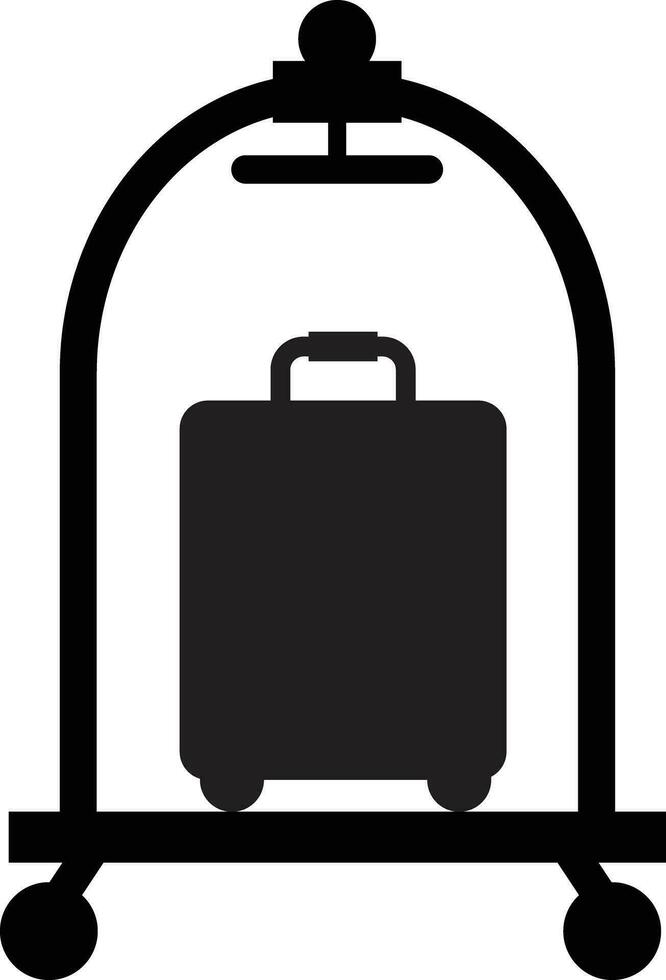 hotel bagage kar icoon. hotel bagage trol teken. bagage trolley logo. bagage trolley teken. vlak stijl. vector
