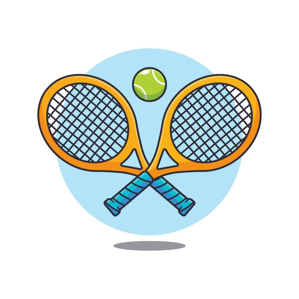 tennis racket en bal tekenfilm vector illustratie.