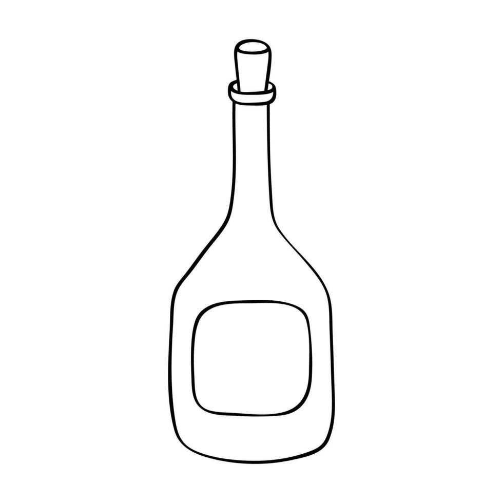 hand- getrokken likeur fles illustratie. alcohol drinken clip art in tekening stijl. single element voor ontwerp vector