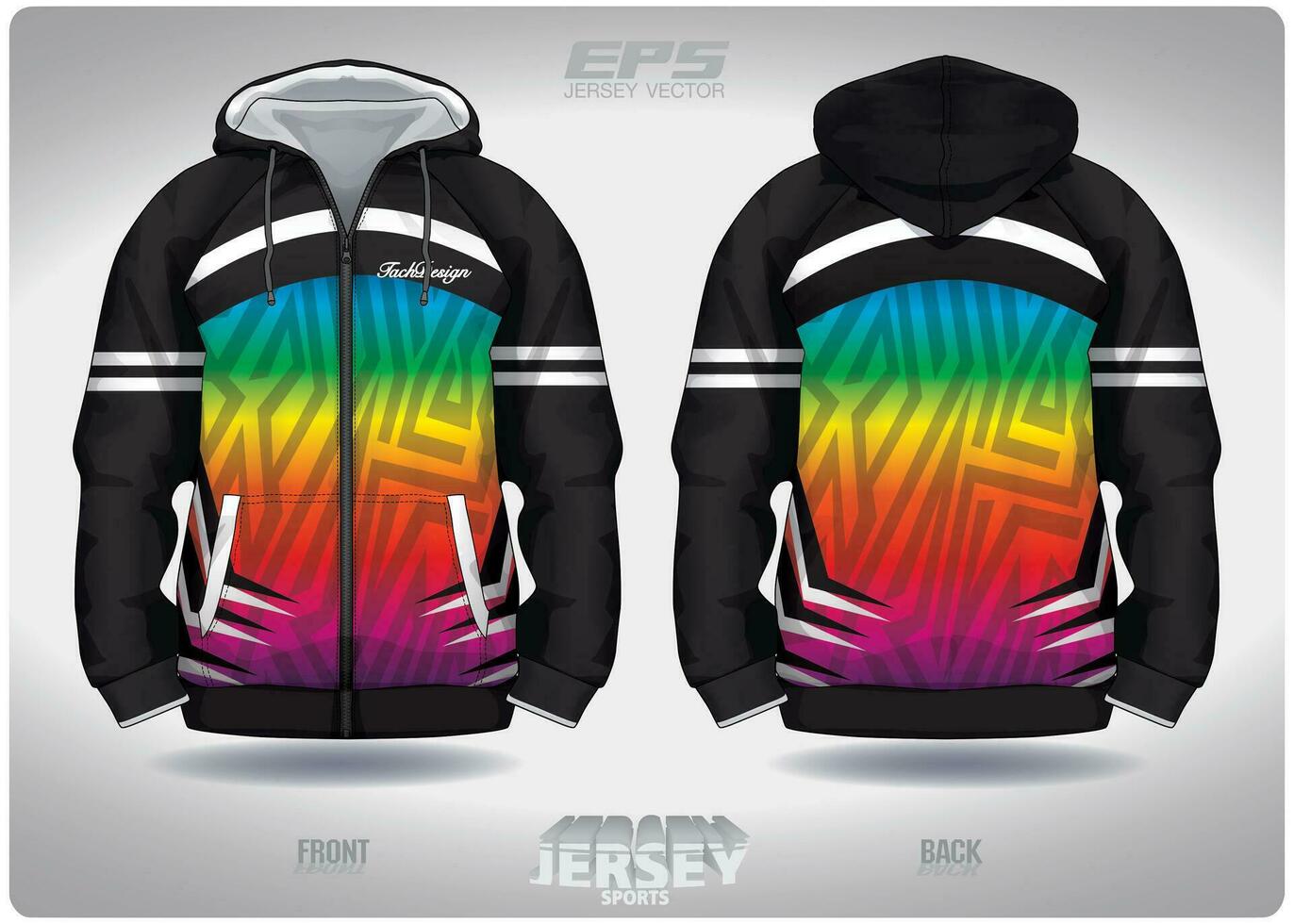 eps Jersey sport- overhemd vector.zwart wit doolhof patroon ontwerp, illustratie, textiel achtergrond voor sport- lang mouw capuchon vector