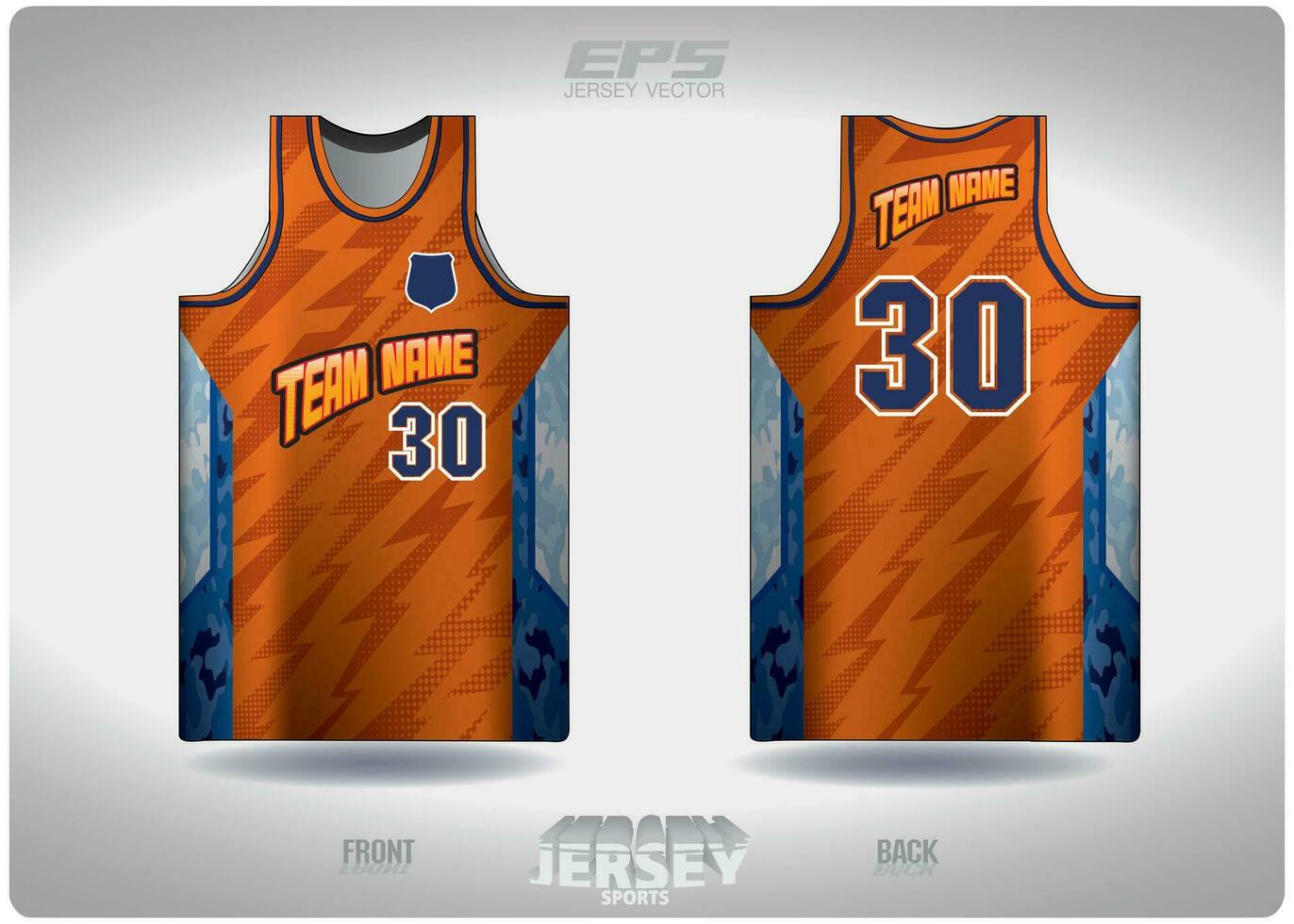 eps Jersey sport- overhemd vector.oranje bliksem met camouflage patroon ontwerp, illustratie, textiel achtergrond voor basketbal overhemd sport- t-shirt, basketbal Jersey overhemd vector