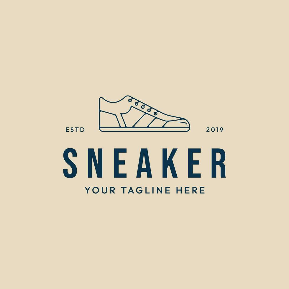 sneaker schoenen lijn kunst minimalistische logo vector illustratie ontwerp sjabloon