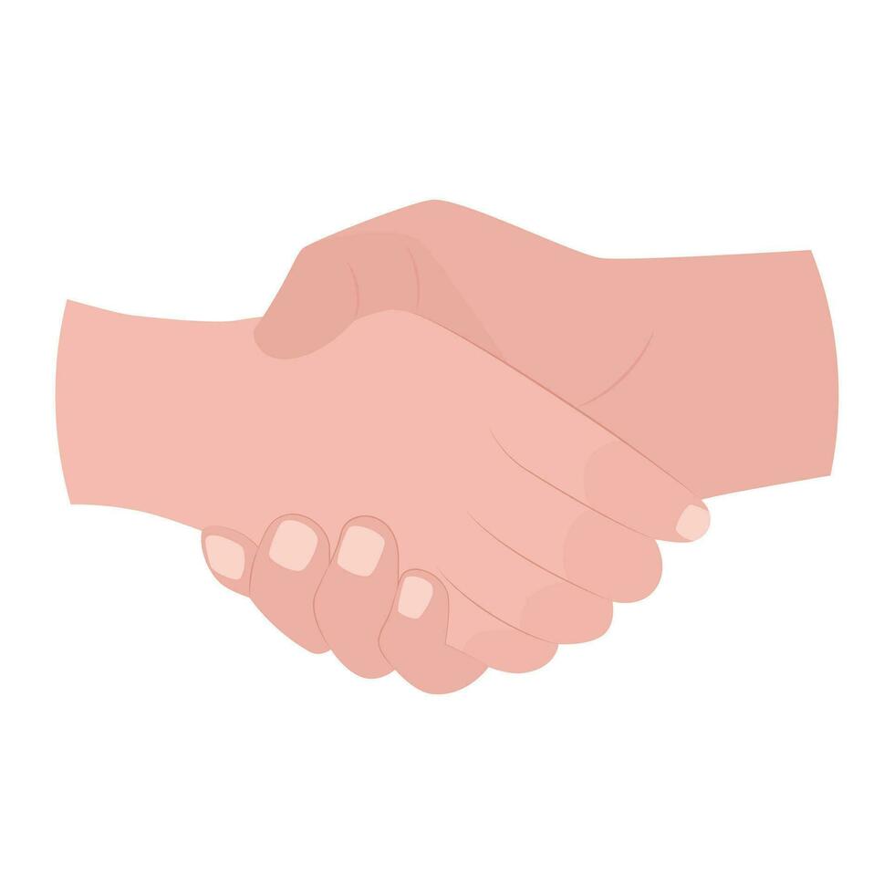 handdruk van twee mensen, bedrijf en vennootschap concept. bedrijf partners schudden handen, afsluitend een transactie of overeenkomst. vector illustratie geïsoleerd Aan wit achtergrond.