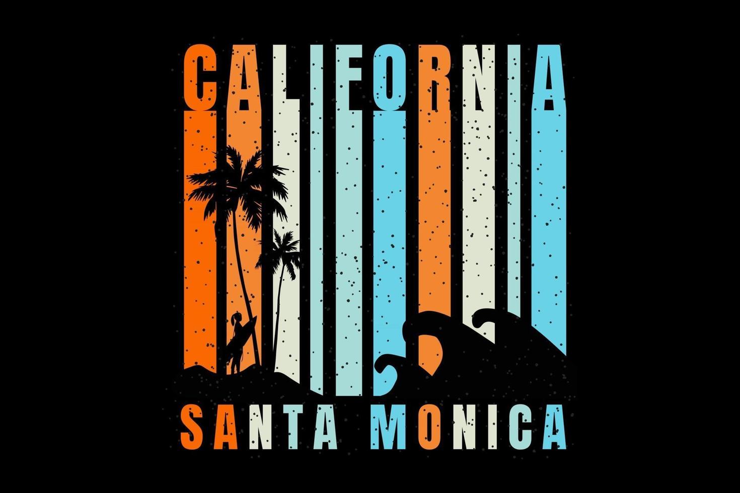 t-shirt strand silhouet californië santa monica vector