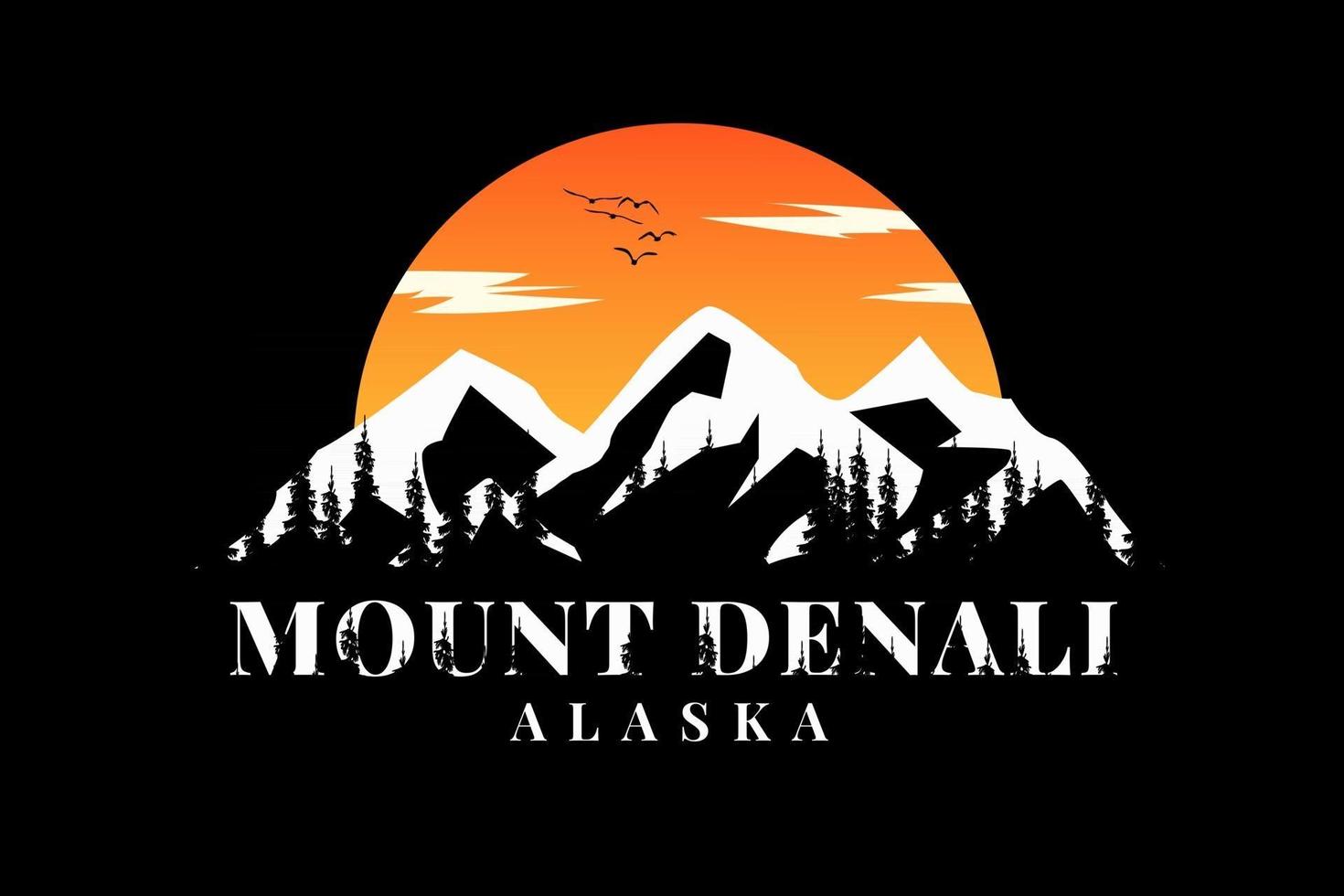 t-shirt berg denali silhouet alaska vector