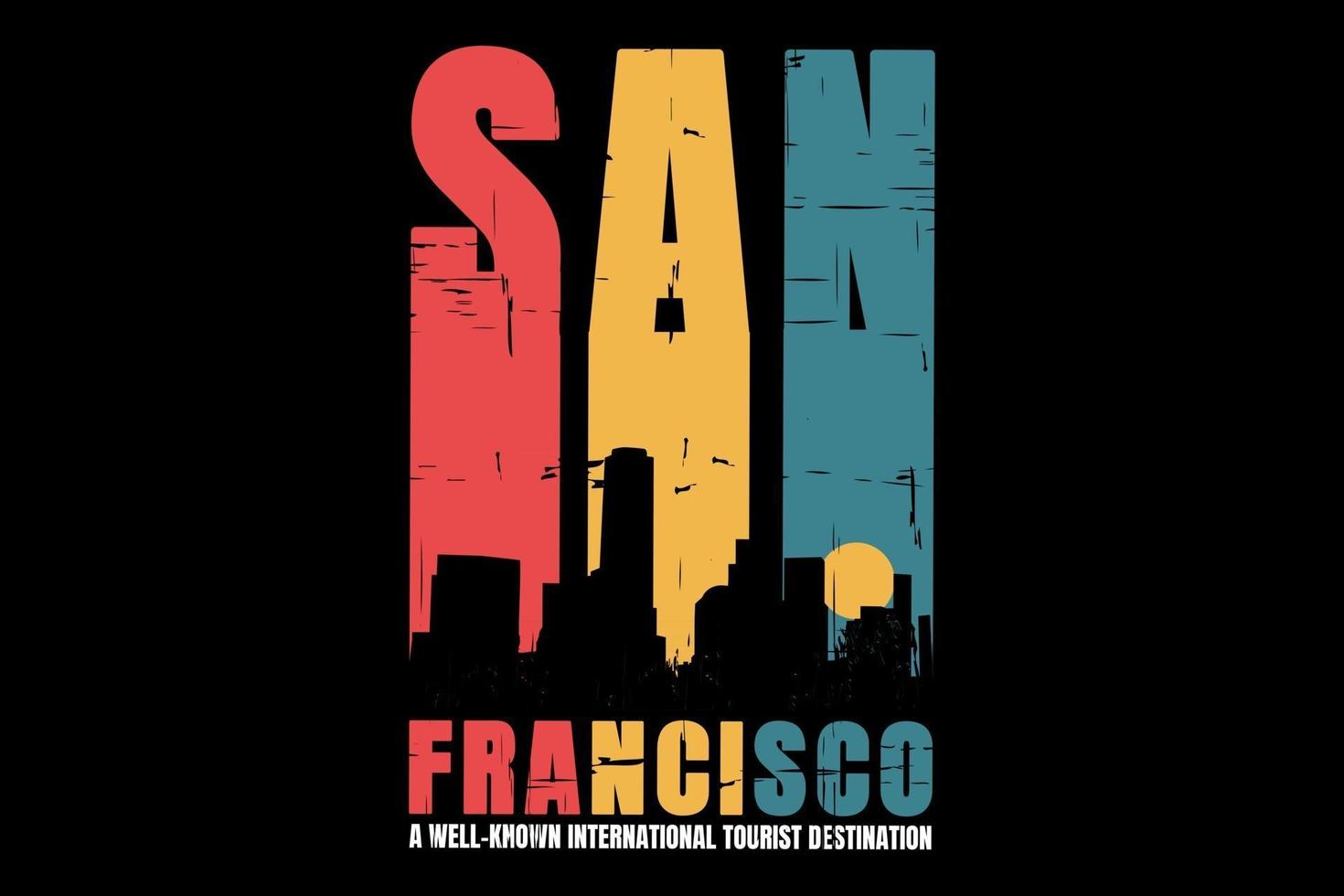 t-shirt silhouet stad san francisco retro stijl vector