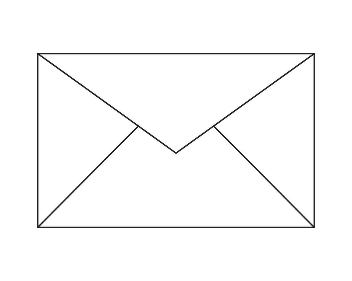 Gesloten envelop vlak monochroom geïsoleerd vector voorwerp. nieuw ontvouwde brief. communicatie. bewerkbare zwart en wit lijn kunst tekening. gemakkelijk schets plek illustratie voor web grafisch ontwerp